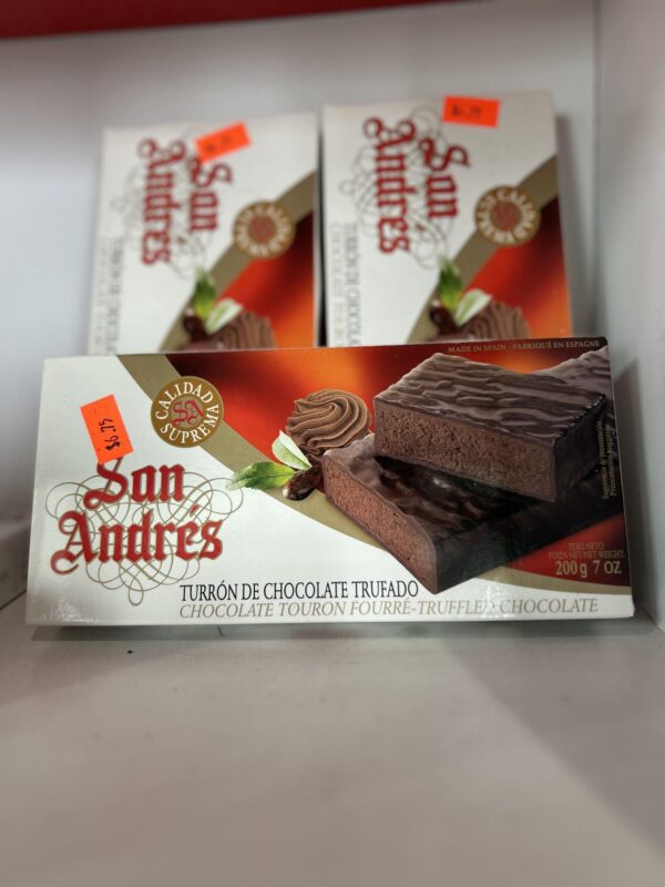 Turrón de Chocolate Trufado truffled chocolate nougat made in Spain available at Soriano Brothers Cuban Cuisine